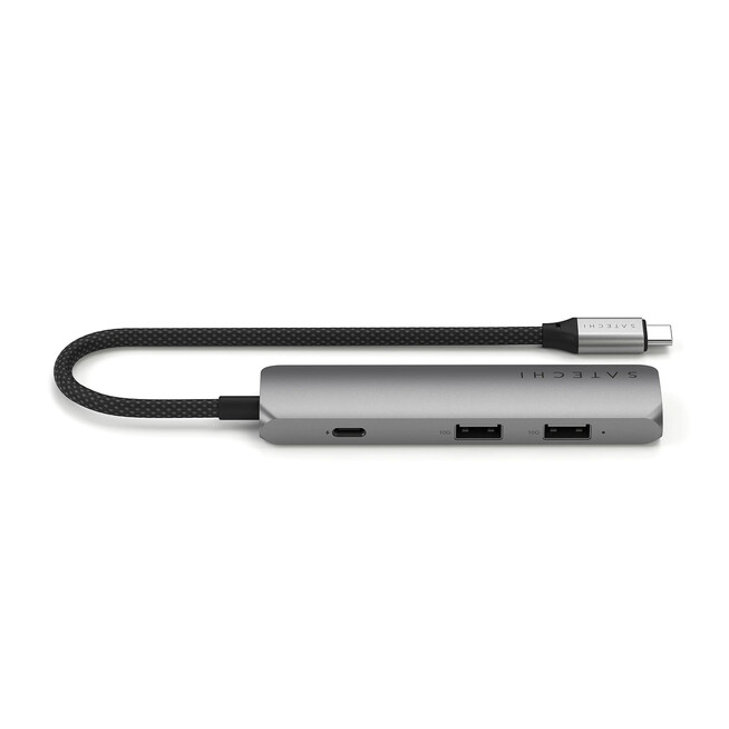 Sie sehen ein Bild von Satechi USB-C 4-in-1 Slim Multiport Adapter 4K, space grau, Produktbild: 02 Satechi USB-C 4-in-1 Slim Multiport Adapter 4K, space grau, A-Nr.: ST-P4SM - 02