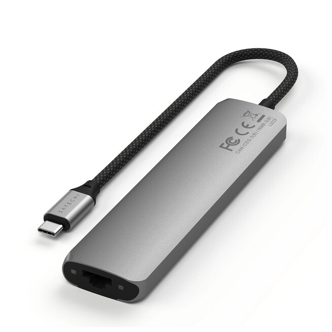 Sie sehen ein Bild von Satechi USB-C 7-in-1 Slim Multiport Adapter mit Ethernet, space grau, Produktbild: 03 Satechi USB-C 7-in-1 Slim Multiport Adapter mit Ethernet, space grau, A-Nr.: ST-P7SM - 03