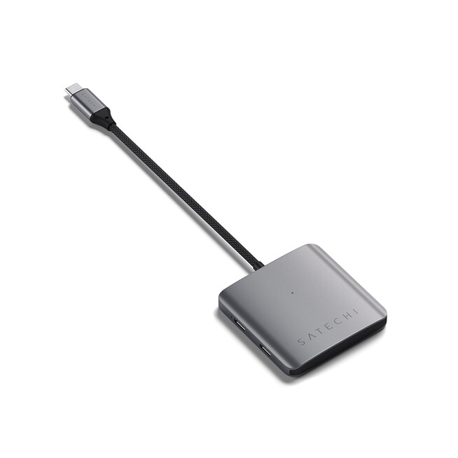 Sie sehen ein Bild von Satechi USB-C PD 4-Port Hub, space grau, Produktbild: 02 Satechi USB-C PD 4-Port Hub, space grau, A-Nr.: ST-H4CPDM - 02
