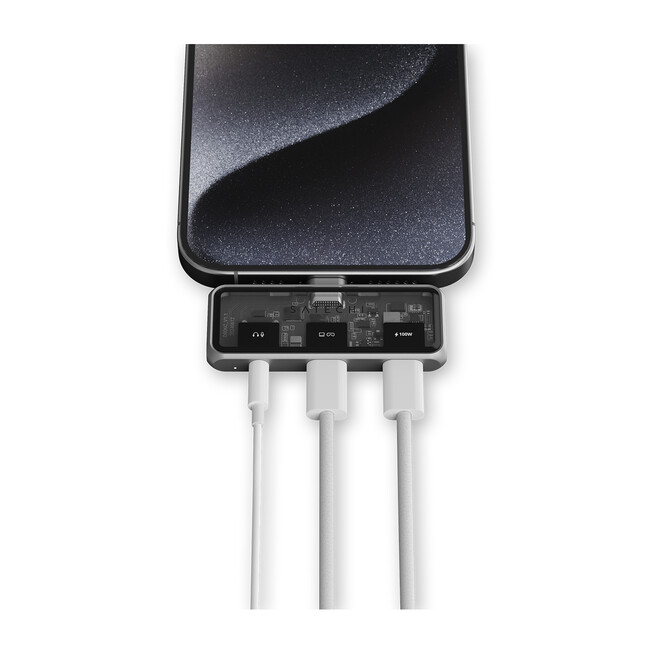 Sie sehen ein Bild von Satechi USB-C PD Mobile XR Hub, 3,5mm Audio, space grau, Produktbild: 03 Satechi USB-C PD Mobile XR Hub, 3,5mm Audio, space grau, A-Nr.: ST-HXRAJM - 03