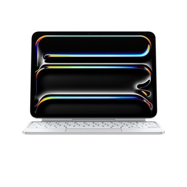 Sie sehen ein Bild von Magic Keyboard für 11" iPad Pro (M4) - Deutsch - Weiß, Produktbild: 01 Magic Keyboard für 11" iPad Pro (M4) - Deutsch - Weiß, A-Nr.: MWR03D/A - 01