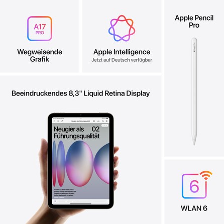 iPad mini Wi-Fi 128 GB - Polarstern (A17 Pro), A-Nr.: MXN83NF/A - 07