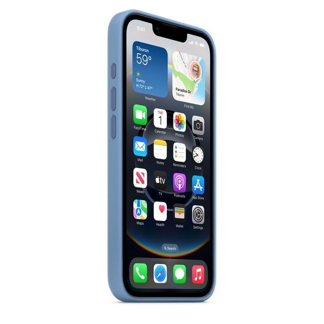 Sie sehen ein Bild von iPhone 16e Silikon Case − Winterblau, Produktbild: 03 iPhone 16e Silikon Case − Winterblau, A-Nr.: MD3Q4ZM/A - 03