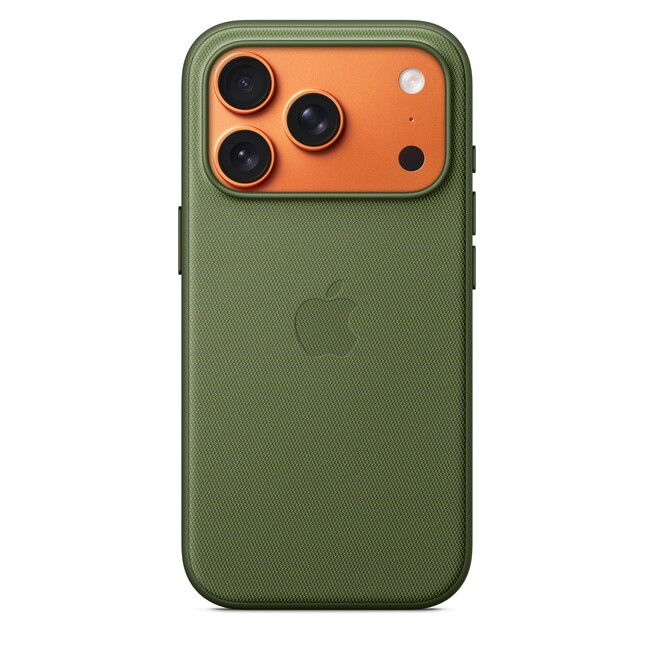 Sie sehen ein Bild von iPhone 17 Pro Funktionsgewebe Case mit MagSafe - Grün, Produktbild: 01 iPhone 17 Pro Funktionsgewebe Case mit MagSafe - Grün, A-Nr.: MGF74ZM/A - 01
