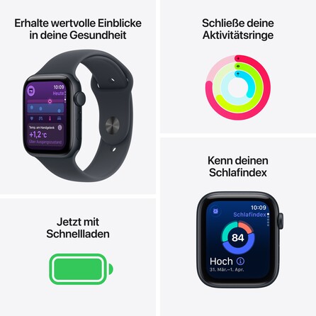 Apple Watch SE 3 GPS, 40 mm Aluminiumgehäuse Mitternacht, Sportarmband Mitternacht – S/M, A-Nr.: MEH94ZR/A - 03