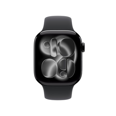 Apple Watch Series 11 GPS, 42 mm Aluminiumgehäuse Diamantschwarz, Sportarmband Schwarz - S/M, A-Nr.: MEQT4ZR/A - 02