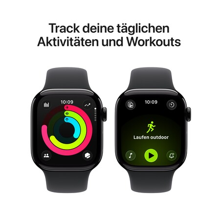 Apple Watch Series 11 GPS, 42 mm Aluminiumgehäuse Diamantschwarz, Sportarmband Schwarz - S/M, A-Nr.: MEQT4ZR/A - 04