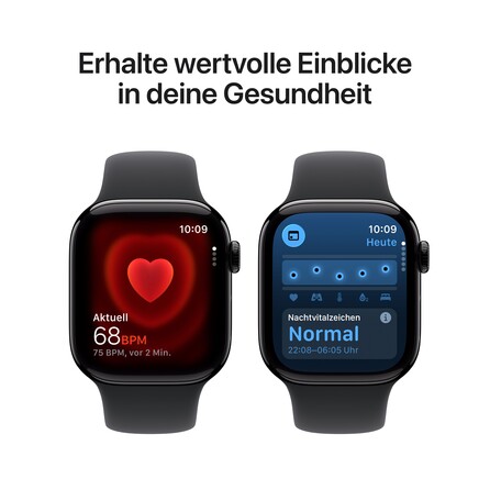Apple Watch Series 11 GPS, 42 mm Aluminiumgehäuse Diamantschwarz, Sportarmband Schwarz - S/M, A-Nr.: MEQT4ZR/A - 05