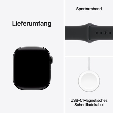 Apple Watch Series 11 GPS, 42 mm Aluminiumgehäuse Diamantschwarz, Sportarmband Schwarz - S/M, A-Nr.: MEQT4ZR/A - 08