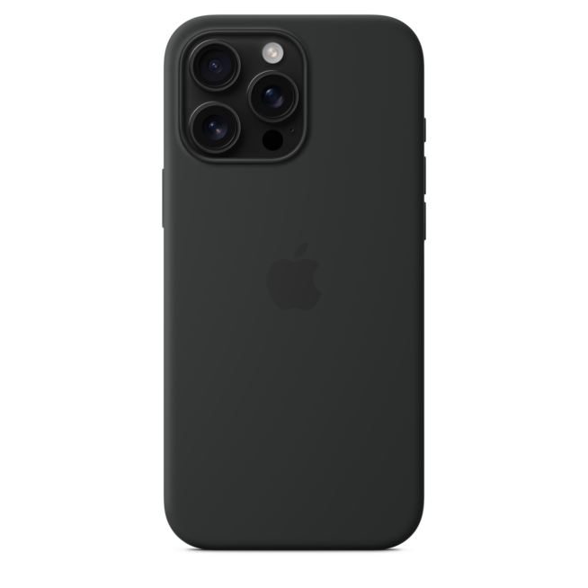 Sie sehen ein Bild von iPhone 16 Pro Max Silikon Case mit MagSafe − Schwarz, Produktbild: 04 iPhone 16 Pro Max Silikon Case mit MagSafe − Schwarz, A-Nr.: MYYT3ZM/A - 04