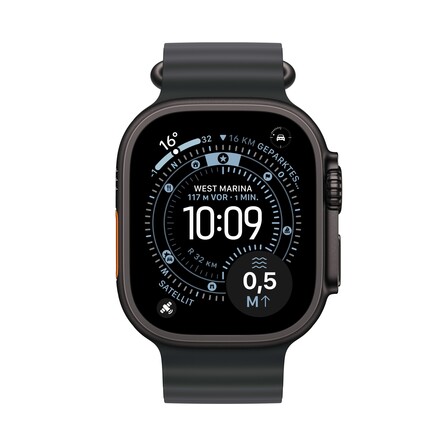 Apple Watch Ultra 3 GPS + Cellular, 49 mm Titangehäuse Schwarz, Ocean Armband Schwarz, A-Nr.: MF0J4QF/A - 02