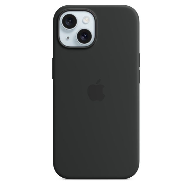 Sie sehen ein Bild von iPhone 15 Silikon Case mit MagSafe – Schwarz, Produktbild: 01 iPhone 15 Silikon Case mit MagSafe – Schwarz, A-Nr.: MXPD3ZM/A - 01