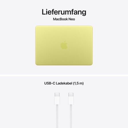 Sie sehen ein Bild von 13" MacBook Neo: Apple A18 Pro Chip mit 6‑core CPU und 5‑core GPU, Magic Keyboard, 256 GB SSD - Zitrus, Produktbild: 10 13" MacBook Neo: Apple A18 Pro Chip mit 6‑core CPU und 5‑core GPU, Magic Keyboard, 256 GB SSD - Zitrus, A-Nr.: MHFD4D/A - 10