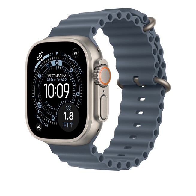 Sie sehen ein Bild von Verlängerung für 49 mm Ocean Armband Maritimblau - Titan Natur, Produktbild: 02 Verlängerung für 49 mm Ocean Armband Maritimblau - Titan Natur, A-Nr.: MGCE4ZM/A - 02