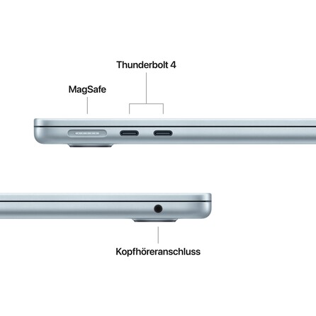 Sie sehen ein Bild von 13" MacBook Air: Apple M5 Chip mit 10‑Core CPU und 8‑Core GPU, 512 GB SSD - Himmelblau, Produktbild: 06 13" MacBook Air: Apple M5 Chip mit 10‑Core CPU und 8‑Core GPU, 512 GB SSD - Himmelblau, A-Nr.: MDHH4D/A - 06
