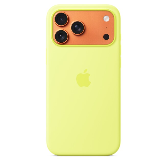 Sie sehen ein Bild von iPhone 17 Pro Max Silikon Case mit MagSafe - Neongelb, Produktbild: 01 iPhone 17 Pro Max Silikon Case mit MagSafe - Neongelb, A-Nr.: MGFM4ZM/A - 01