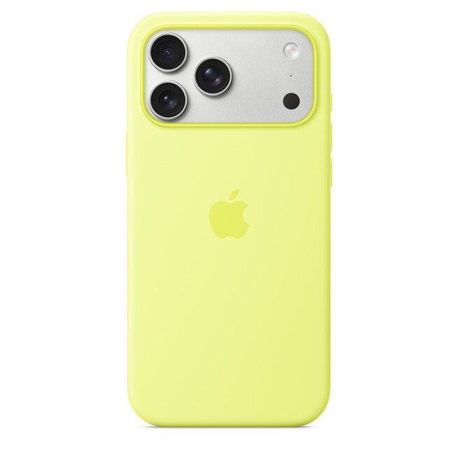 Sie sehen ein Bild von iPhone 17 Pro Max Silikon Case mit MagSafe - Neongelb, Produktbild: 02 iPhone 17 Pro Max Silikon Case mit MagSafe - Neongelb, A-Nr.: MGFM4ZM/A - 02