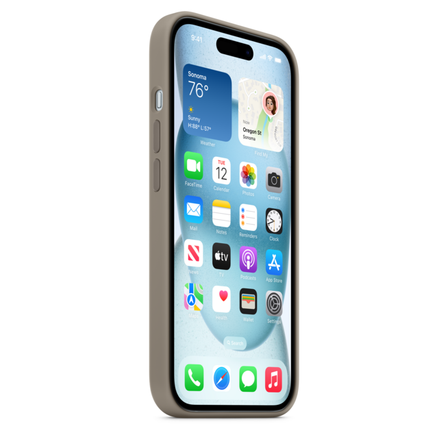 Sie sehen ein Bild von iPhone 15 Silikon Case mit MagSafe – Tonbraun, Produktbild: 07 iPhone 15 Silikon Case mit MagSafe – Tonbraun, A-Nr.: MXPG3ZM/A - 07