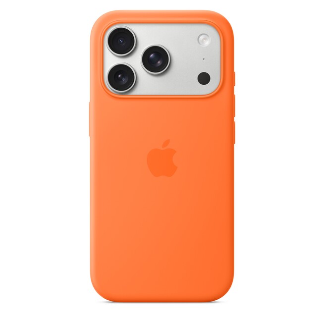 Sie sehen ein Bild von iPhone 17 Pro Silikon Case mit MagSafe - Orange, Produktbild: 02 iPhone 17 Pro Silikon Case mit MagSafe - Orange, A-Nr.: MGFE4ZM/A - 02