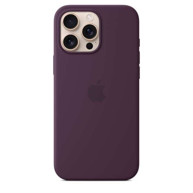 Sie sehen ein Bild von iPhone 16 Pro Max Silikon Case mit MagSafe – Pflaume, Produktbild: 01 iPhone 16 Pro Max Silikon Case mit MagSafe – Pflaume, A-Nr.: MYYW3ZM/A - 01