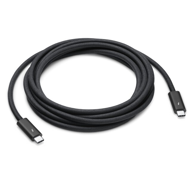 Sie sehen ein Bild von Thunderbolt 4 Pro Kabel (3 m), Produktbild: 01 Thunderbolt 4 Pro Kabel (3 m), A-Nr.: MW5H3ZM/A - 01
