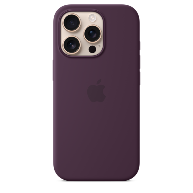 Sie sehen ein Bild von iPhone 16 Pro Silikon Case mit MagSafe – Pflaume, Produktbild: 01 iPhone 16 Pro Silikon Case mit MagSafe – Pflaume, A-Nr.: MYYM3ZM/A - 01
