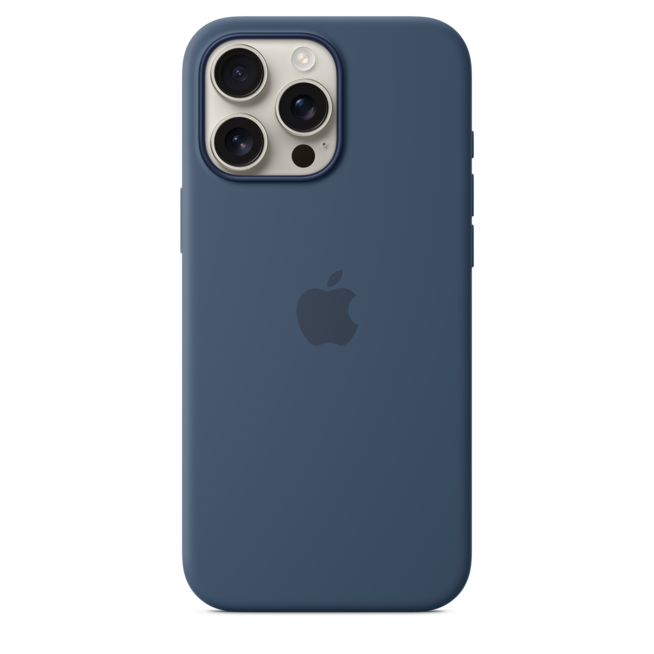 Sie sehen ein Bild von iPhone 16 Pro Max Silikon Case mit MagSafe – Denim, Produktbild: 02 iPhone 16 Pro Max Silikon Case mit MagSafe – Denim, A-Nr.: MYYU3ZM/A - 02