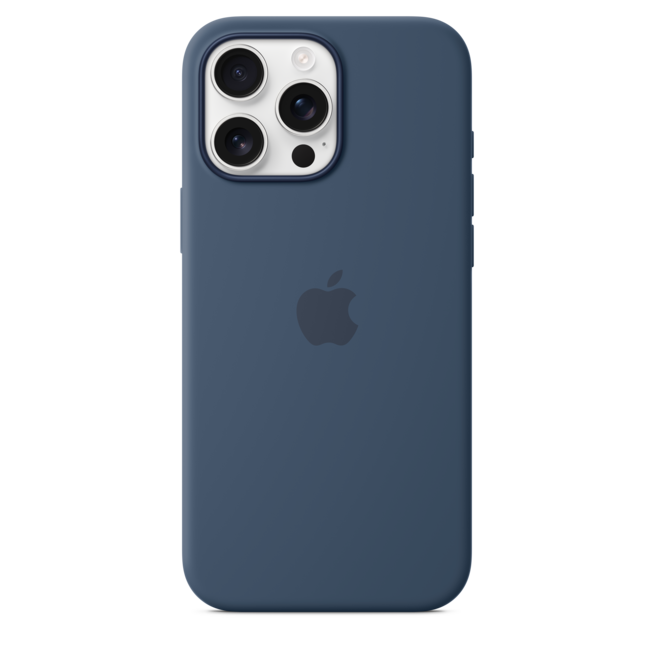 Sie sehen ein Bild von iPhone 16 Pro Max Silikon Case mit MagSafe – Denim, Produktbild: 03 iPhone 16 Pro Max Silikon Case mit MagSafe – Denim, A-Nr.: MYYU3ZM/A - 03