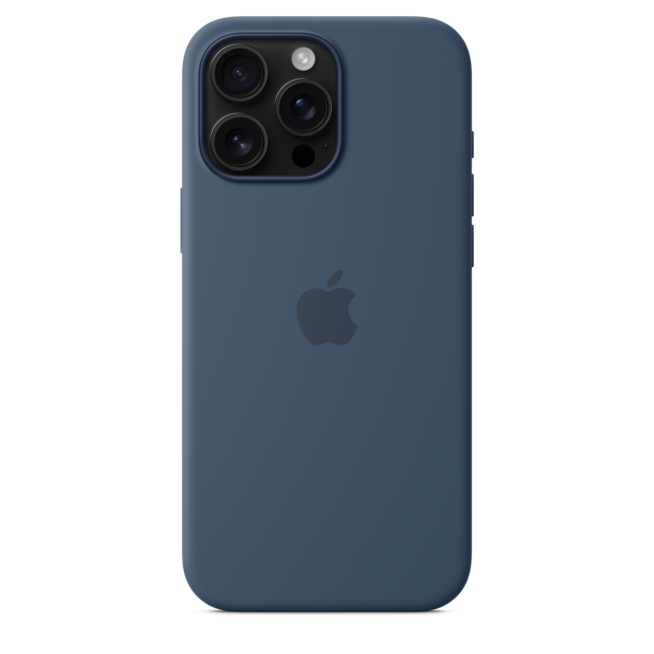 Sie sehen ein Bild von iPhone 16 Pro Max Silikon Case mit MagSafe – Denim, Produktbild: 04 iPhone 16 Pro Max Silikon Case mit MagSafe – Denim, A-Nr.: MYYU3ZM/A - 04
