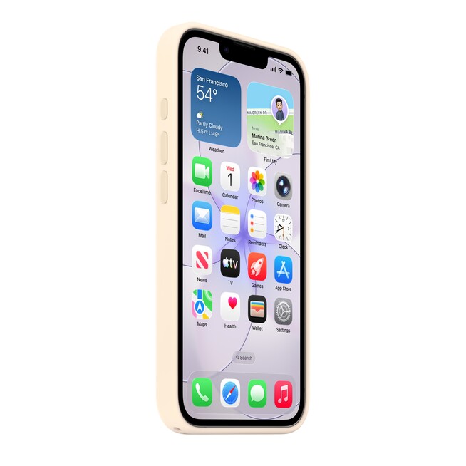 Sie sehen ein Bild von iPhone 17e Silikon Case mit MagSafe – Vanille, Produktbild: 04 iPhone 17e Silikon Case mit MagSafe – Vanille, A-Nr.: MHWG4ZM/A - 04