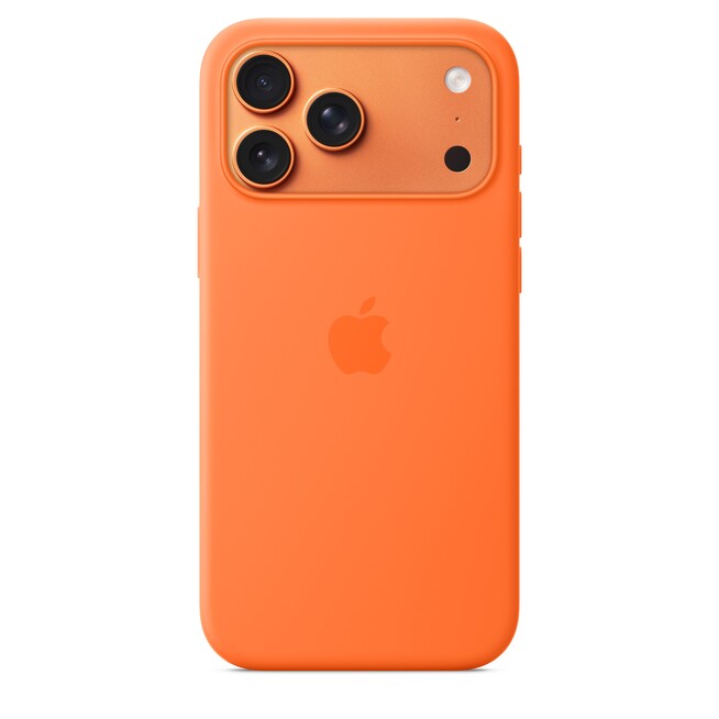 Sie sehen ein Bild von iPhone 17 Pro Max Silikon Case mit MagSafe - Orange, Produktbild: 01 iPhone 17 Pro Max Silikon Case mit MagSafe - Orange, A-Nr.: MGFL4ZM/A - 01