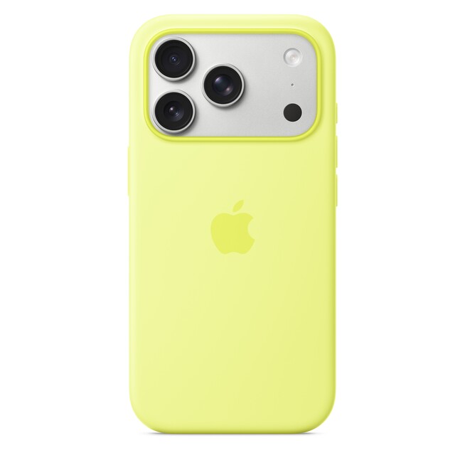 Sie sehen ein Bild von iPhone 17 Pro Silikon Case mit MagSafe - Neongelb, Produktbild: 02 iPhone 17 Pro Silikon Case mit MagSafe - Neongelb, A-Nr.: MGFF4ZM/A - 02