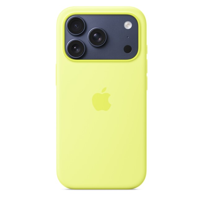 Sie sehen ein Bild von iPhone 17 Pro Silikon Case mit MagSafe - Neongelb, Produktbild: 03 iPhone 17 Pro Silikon Case mit MagSafe - Neongelb, A-Nr.: MGFF4ZM/A - 03