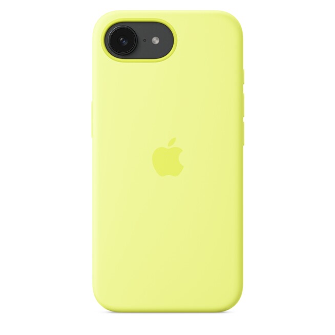 Sie sehen ein Bild von iPhone 16e Silikon Case – Neongelb, Produktbild: 02 iPhone 16e Silikon Case – Neongelb, A-Nr.: MGYW4ZM/A - 02