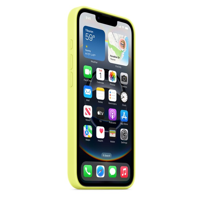 Sie sehen ein Bild von iPhone 16e Silikon Case – Neongelb, Produktbild: 03 iPhone 16e Silikon Case – Neongelb, A-Nr.: MGYW4ZM/A - 03