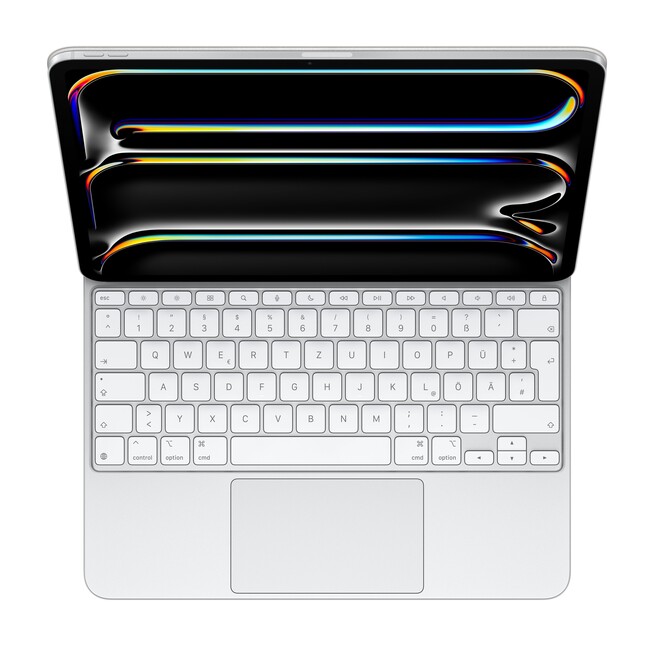 Sie sehen ein Bild von Magic Keyboard für 13" iPad Pro (M4) - Deutsch - Weiß, Produktbild: 04 Magic Keyboard für 13" iPad Pro (M4) - Deutsch - Weiß, A-Nr.: MWR43D/A - 04