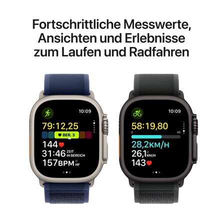 Apple Watch Ultra 2 GPS + Cellular, 49 mm Titangehäuse Schwarz, Alpine Loop Dunkelgrün − Small, A-Nr.: MX4Q3FD/A - 04