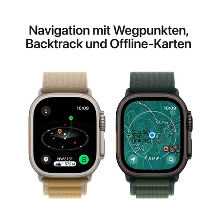 Apple Watch Ultra 2 GPS + Cellular, 49 mm Titangehäuse Schwarz, Alpine Loop Dunkelgrün − Small, A-Nr.: MX4Q3FD/A - 06