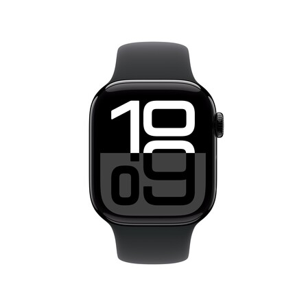 Apple Watch Series 10 GPS + Cellular, 42 mm Aluminiumgehäuse Diamantschwarz, Sportarmband Schwarz ­−M/L, A-Nr.: MWX73QF/A - 02