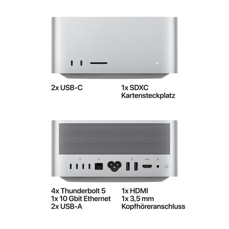 Sie sehen ein Bild von Mac Studio: Apple M5 Max Chip mit 18‑Core CPU und 32‑Core GPU, 512 GB SSD, Produktbild: 04 Mac Studio: Apple M5 Max Chip mit 18‑Core CPU und 32‑Core GPU, 512 GB SSD, A-Nr.: MHL64ZD/A - 04