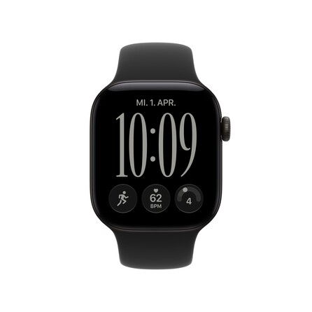 Apple Watch Series 12 GPS, 42 mm Aluminiumgehäuse Schwarz, Sportarmband Schwarz − S/M, A-Nr.: MJEA4ZR/A - 02