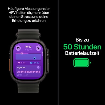 Apple Watch Ultra 4 GPS + Cellular, 49 mm Titangehäuse Natur, Ocean Armband Halbtransparentes Grau, A-Nr.: MJAD4QF/A - 05